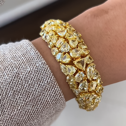 Gorgeous 20 ctw Multi-Cut Yellow Gemstone Bracelet -JEWELBUYS