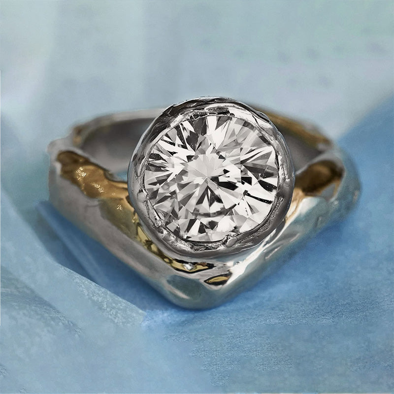 2Ct round brilliant sapphire engraved style engagement ring- JEWELBUYS