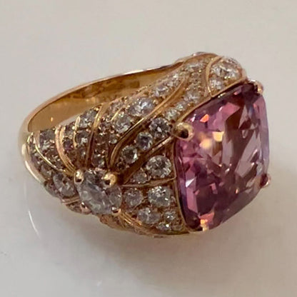 5.7Ctw cushion-cut elegant curve pink morganite ring-JEWELBUYS