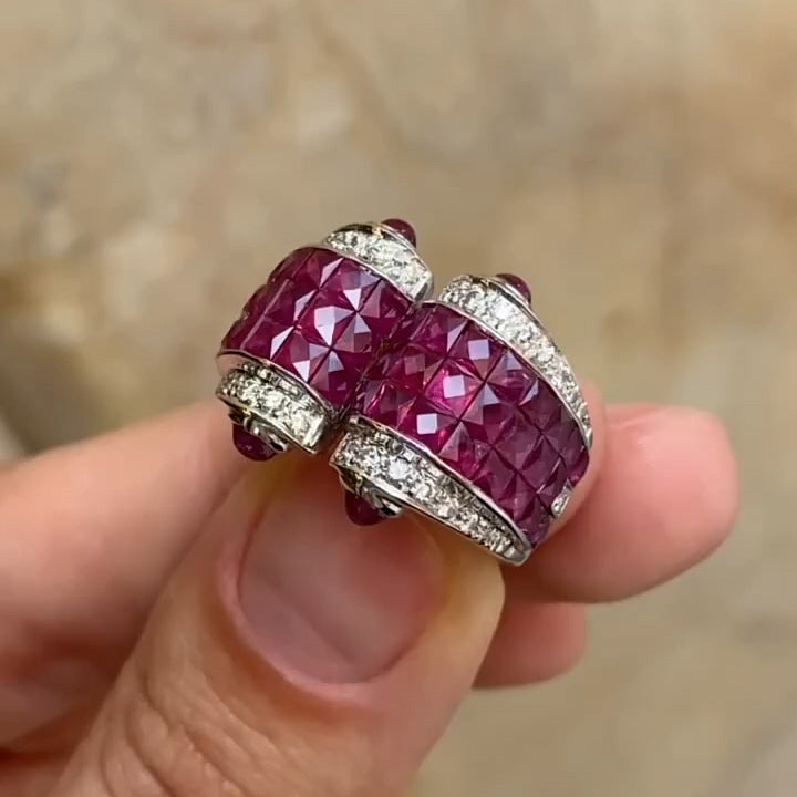3.5Ctw Invisible Ruby Ring-JEWELBUYS