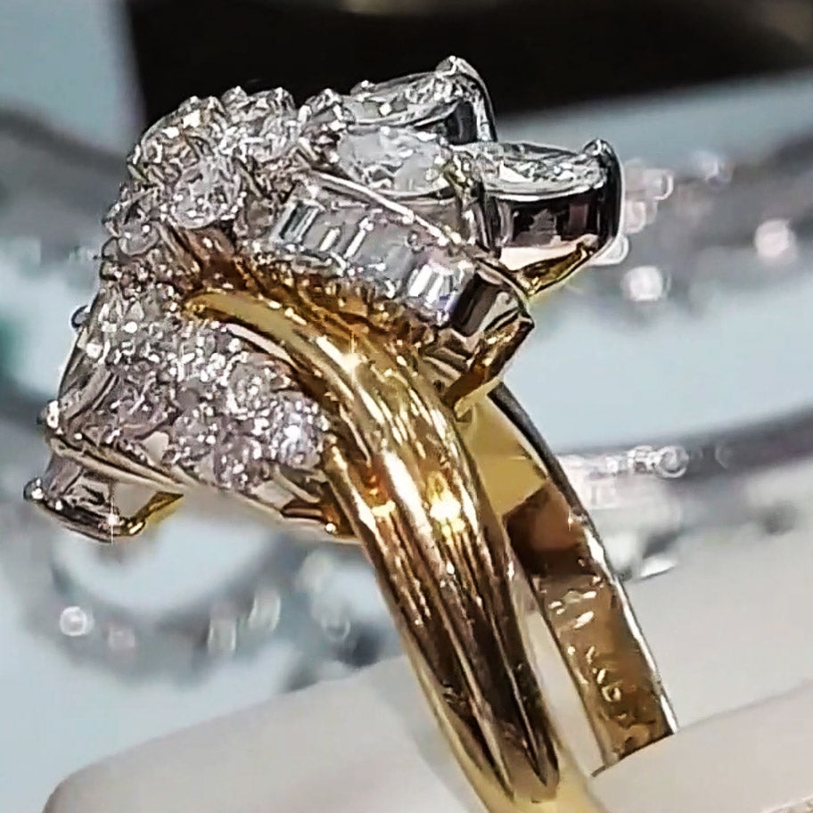 1.5ctw Multi-Cut White Sapphire Cluster Art Ring-JEWELBUYS
