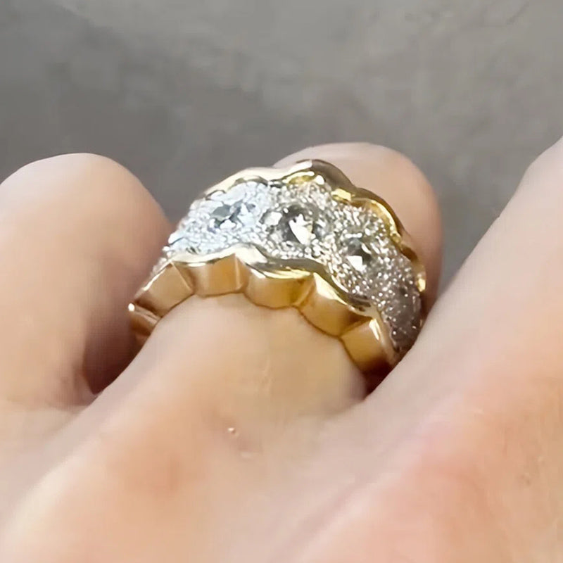 4.0Ctw Exquisite Vintage Wave Lace Sapphire Ring- JEWELBUYS