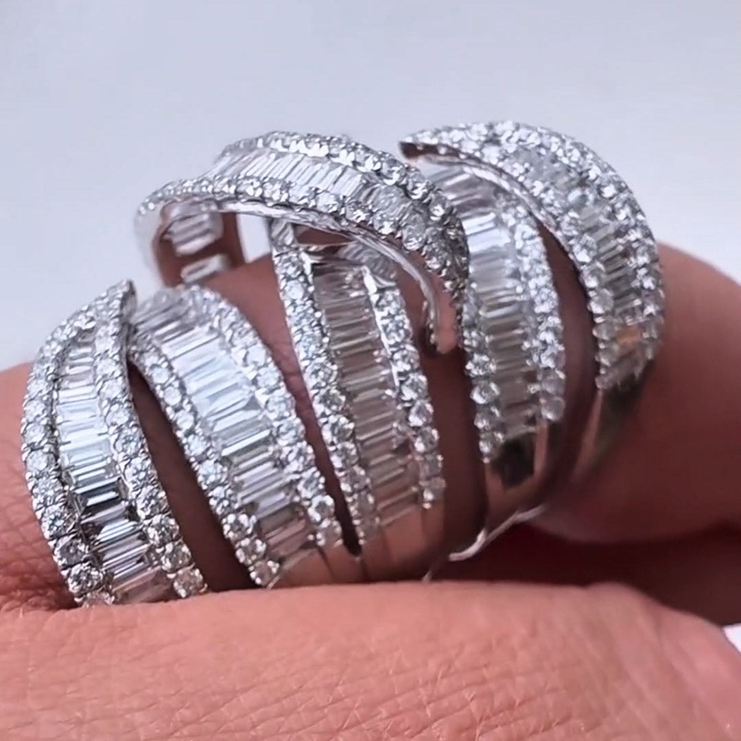7.17ctw Baguette Cut & Round Brilliant Cut Sapphires Luxury Wrap Ring-JEWELBUYS