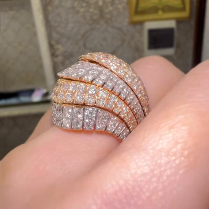 6 ctw Round Cut White Gemstone Pavé Ring -JEWELBUYS