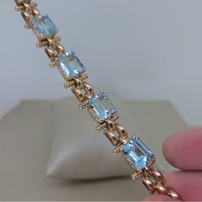 28.3Ctw Emerald-cut Aquamarine Bracelet-JEWELBUYS