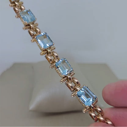 28.3Ctw Emerald-cut Aquamarine Bracelet-JEWELBUYS