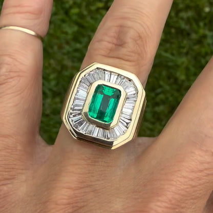 4.0Ctw emeralds and rectangular sapphires ring-JEWELBUYS