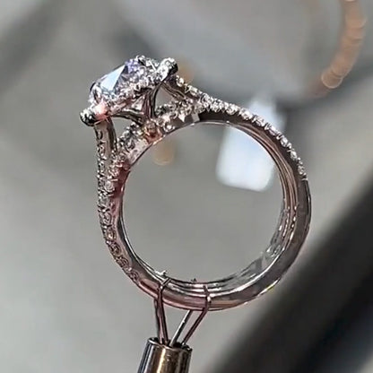 4.0Ctw Round Cut White Sapphire Three Ring Engagement Ring-JEWELBUYS