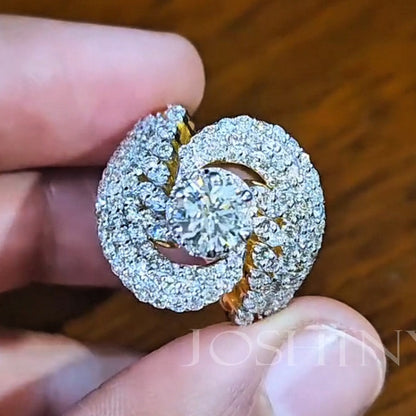 3.36ctw Round Cut Spiral Gemstone Engagement Ring -JEWELBUYS