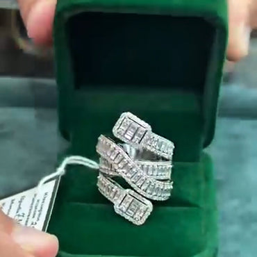 4.96Ctw Square Multi-Layer Sapphire Ring- JEWELBUYS