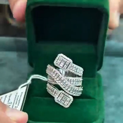 4.96Ctw Square Multi-Layer Sapphire Ring- JEWELBUYS