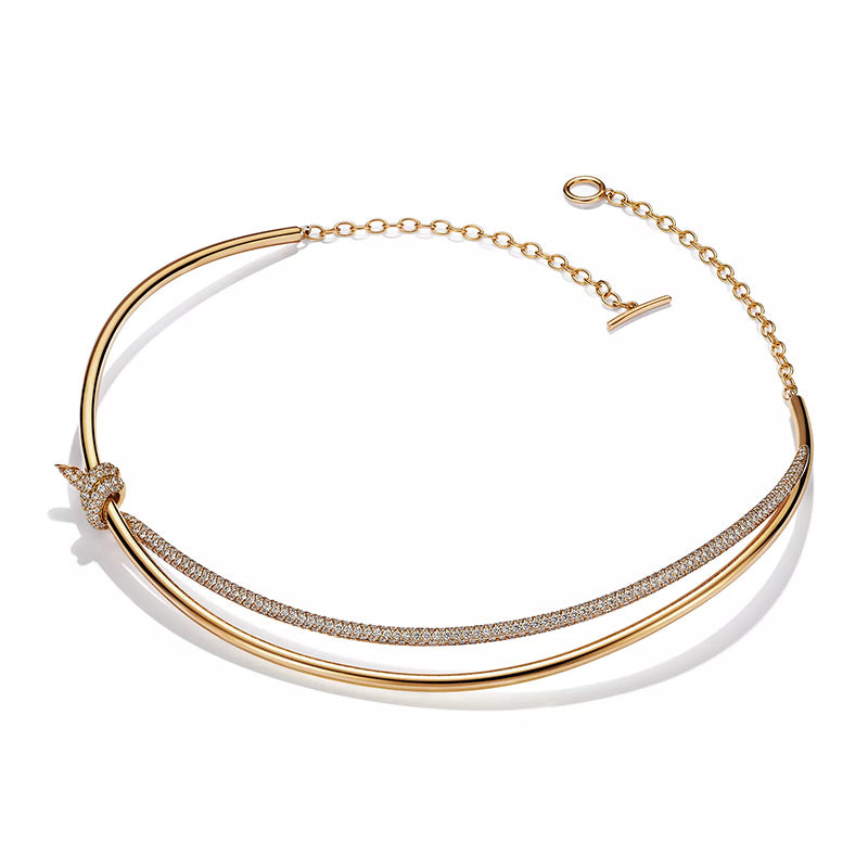 Architectural style sapphire interwoven necklace and bracelet-JEWELBUYS