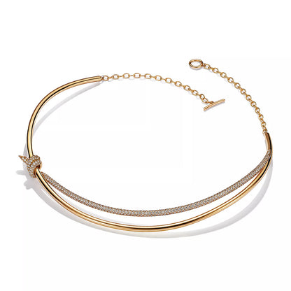 Architectural style sapphire interwoven necklace and bracelet-JEWELBUYS