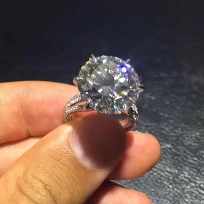 12ct Round Cut White Sapphire New York Custom Engagement Ring-JEWELBUYS