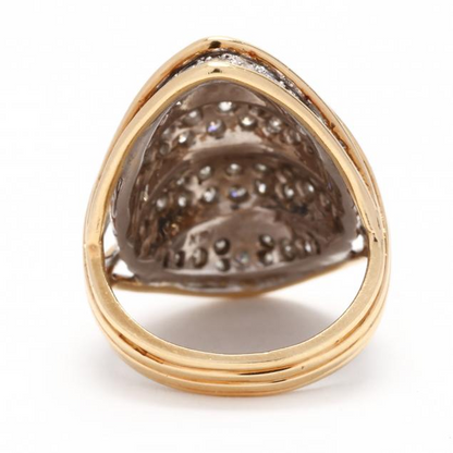 1.92 Ctw Two Color Gold Sapphire Dome Ring-JEWELBUYS