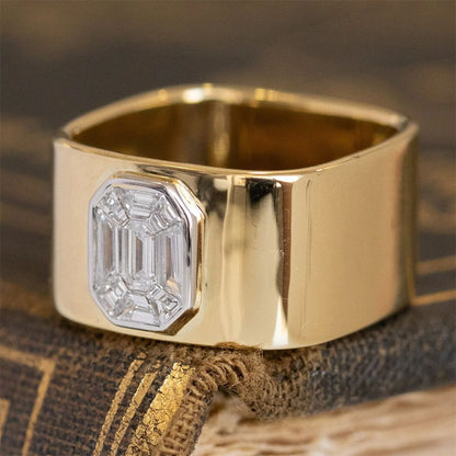 4.0ct Octagon Cut Modern Style Square White Sapphire Engagement Ring-JEWELBUYS