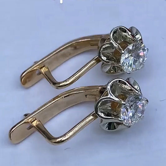 2.0Ctw Round Cut White Sapphire Vintage Style Old Fashioned Earrings - JEWELBUYS