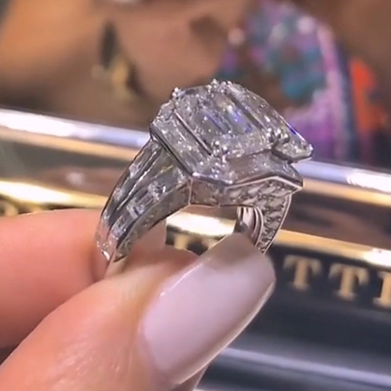 10.05ctw Two Stone Emerald Engagement Ring-JEWELBUYS