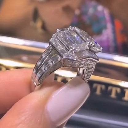 10.05ctw Two Stone Emerald Engagement Ring-JEWELBUYS