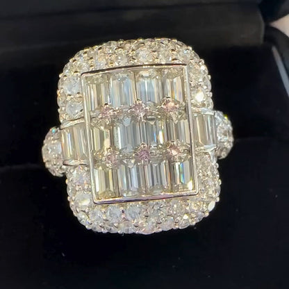 3.8ctw Emerald and Round Cut Pave Founder Halo Ring-JEWELBUYS