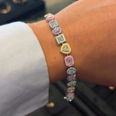 15Ctw Multi-cut Art Deco Sapphire Luxury Candy Bracelet-JEWELBUYS