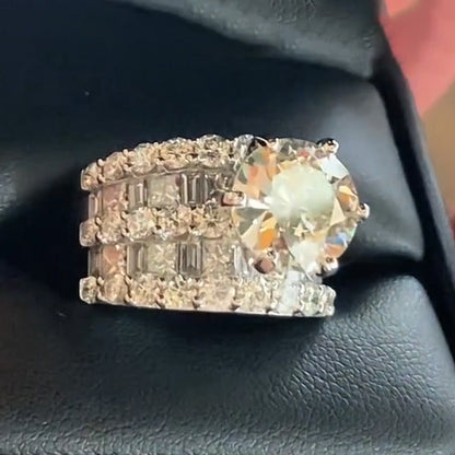 3.45ct Brilliant Round Cut White Sapphire Engagement Ring-JEWELBUYS