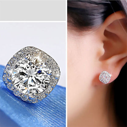 Square Sterling Silver Stud Classic Earrings - JEWELBUYS