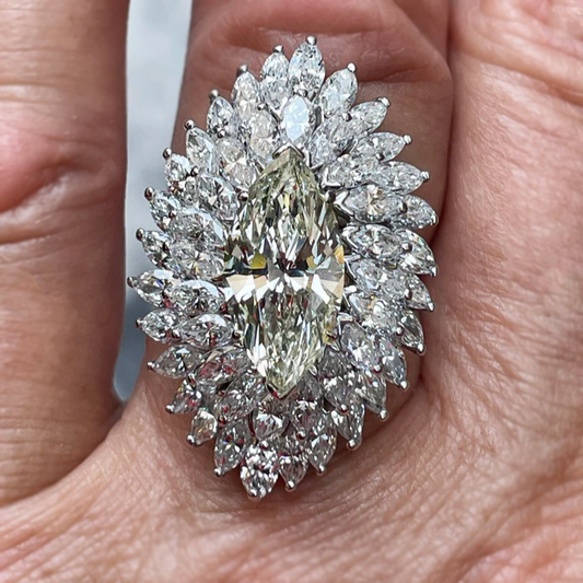 8 ctw Marquise Cut  BALLERINA White Gemstone Cocktail Ring - JEWELBUYS