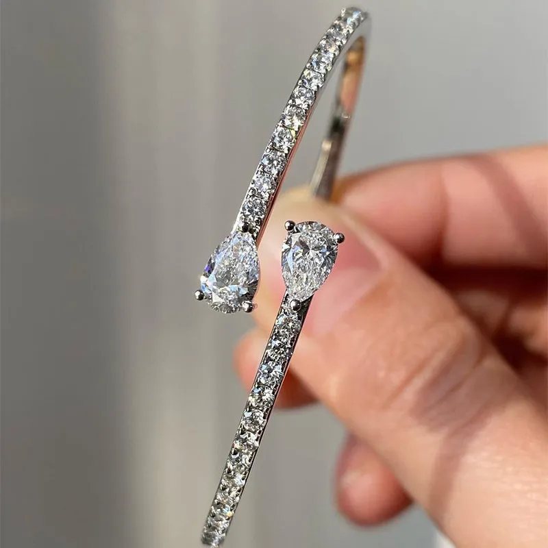 Simple 2ct Pear Cut White Sapphire 3 Claw Bracelet-JEWELBUYS