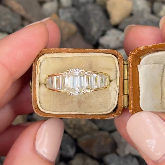 Elegant 3ct Emerald Cut White Sapphire Women's Engagement Ring in Gold-JEWELBUYS