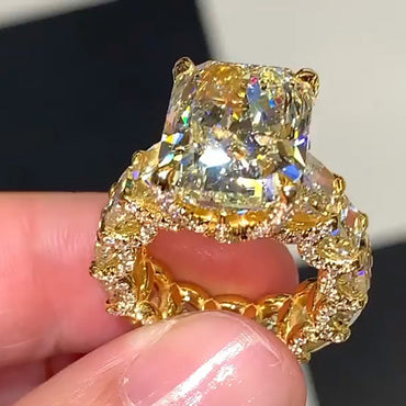 12ct Radiant Cut Yellow Sapphire Engagement Ring-JEWELBUYS