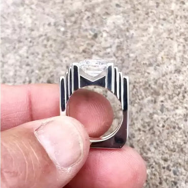 6ct Minimalist Emerald Cut White Sapphire Geometric Men's Ring-JEWELBUYS