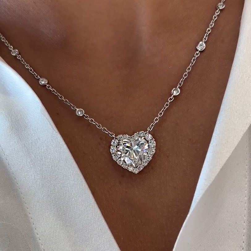 6ct Heart Cut White Sapphire Necklace - JEWELBUYS