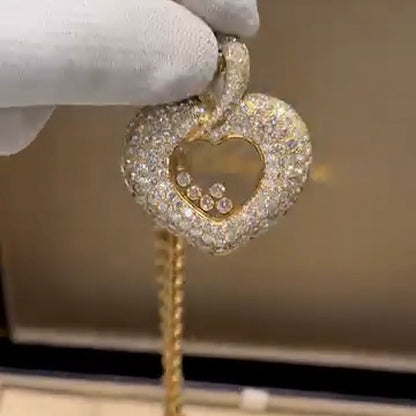 2.35Ctw Scattered Transparent Sapphire Heart Pendant Necklace-JEWELBUYS