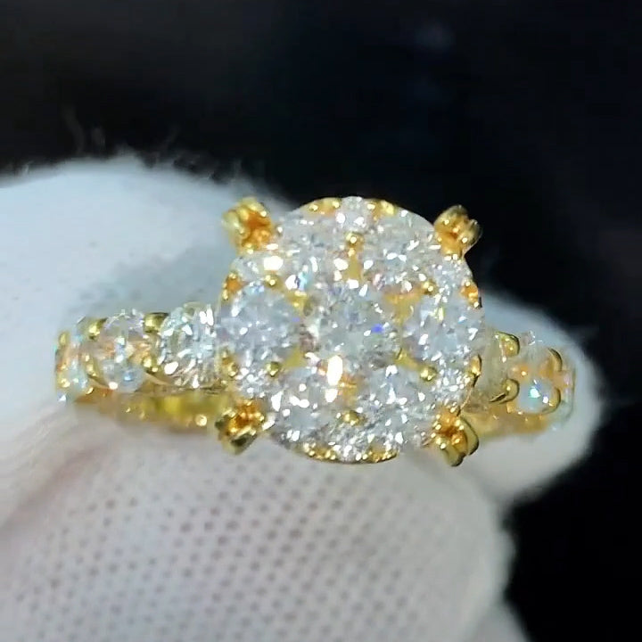 2.15Ctw round sapphire engagement ring-JEWELBUYS
