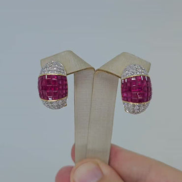 2.8Ctw Square Ruby Delicate Earrings-JEWELBUYS