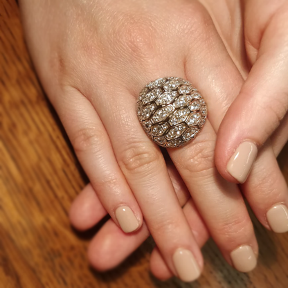 Delicate 3 ctw Round Cut White Gemstone Pavé Ring -JEWELBUYS
