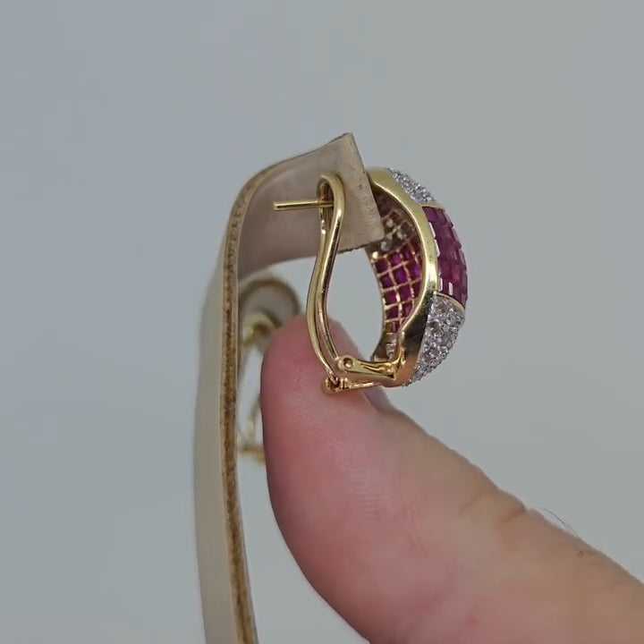 2.8Ctw Square Ruby Delicate Earrings-JEWELBUYS