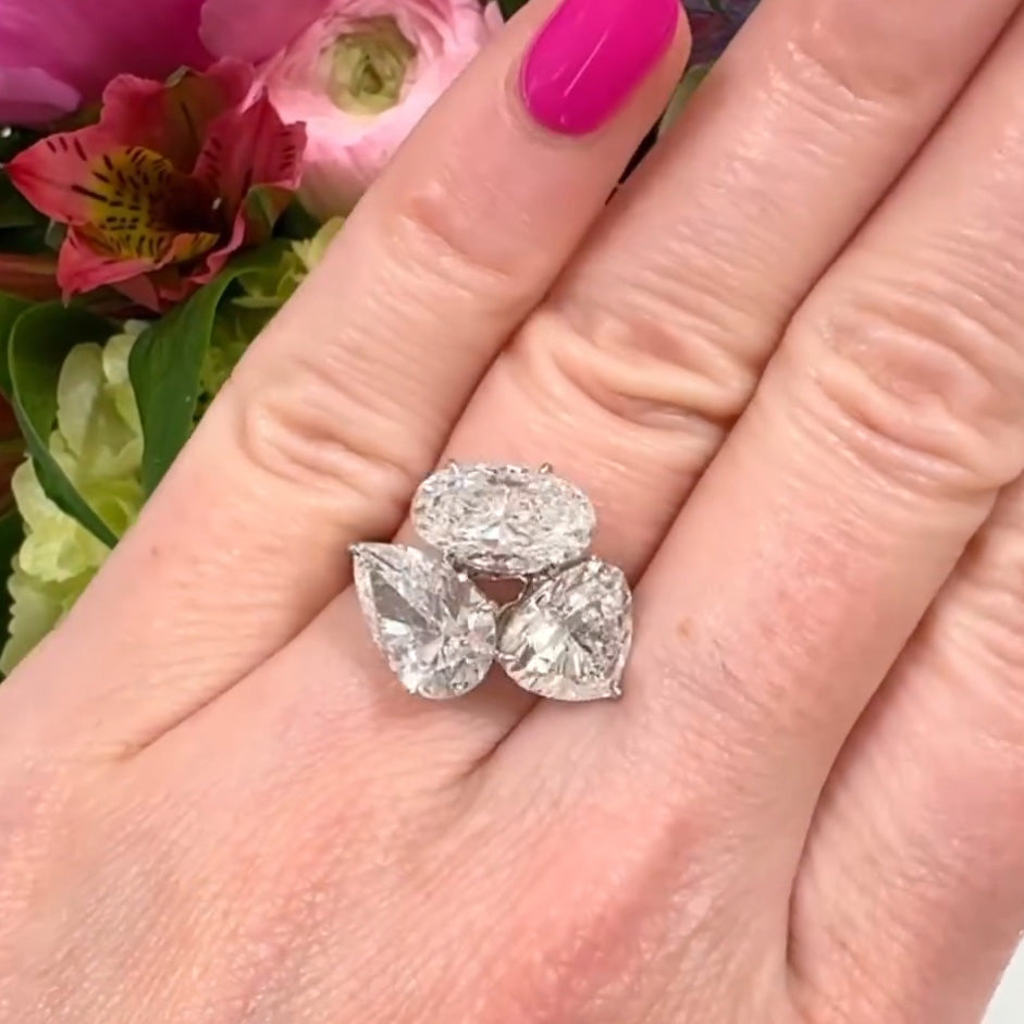 Brilliant 9ct Pear Heart & Oval Cut White Sapphire Women's Engagement Ring in Silver-JEWELBUYS