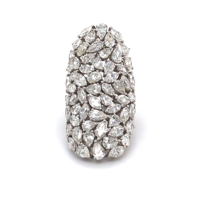 5 ctw Multi-Cut White Sapphire  Shield Style Cluster Ring -JEWELBUYS