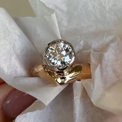 2Ct round brilliant sapphire engraved style engagement ring- JEWELBUYS