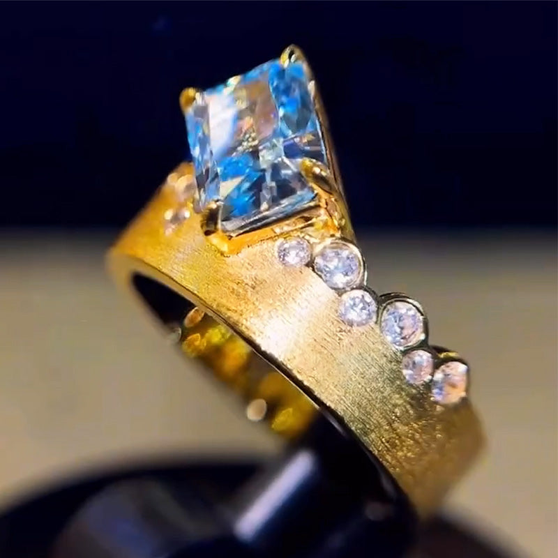 3.11Ctw Radiant Cut Aquamarine Sapphire Fashion Cocktail Ring-JEWELBUYS