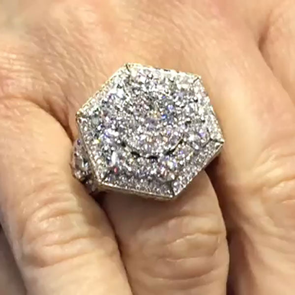 Hexagonal Cluster Diamond Ring - JEWELBUYS
