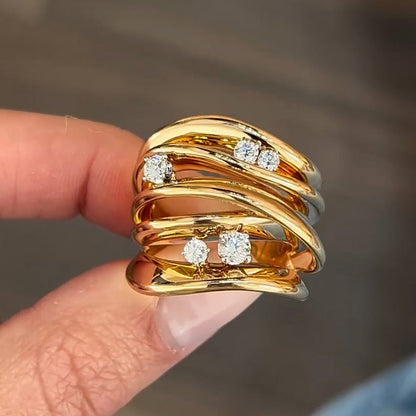 3ctw five stone wave ring -JEWELBUYS