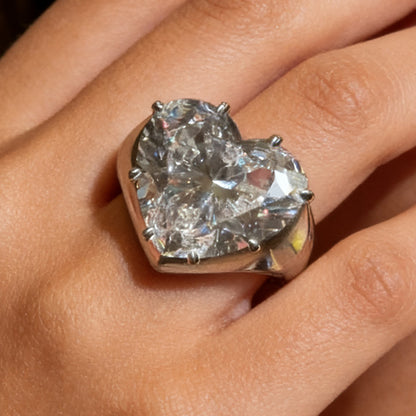 6.0Ct heart-shaped white sapphire engagement ring- JEWELBUYS