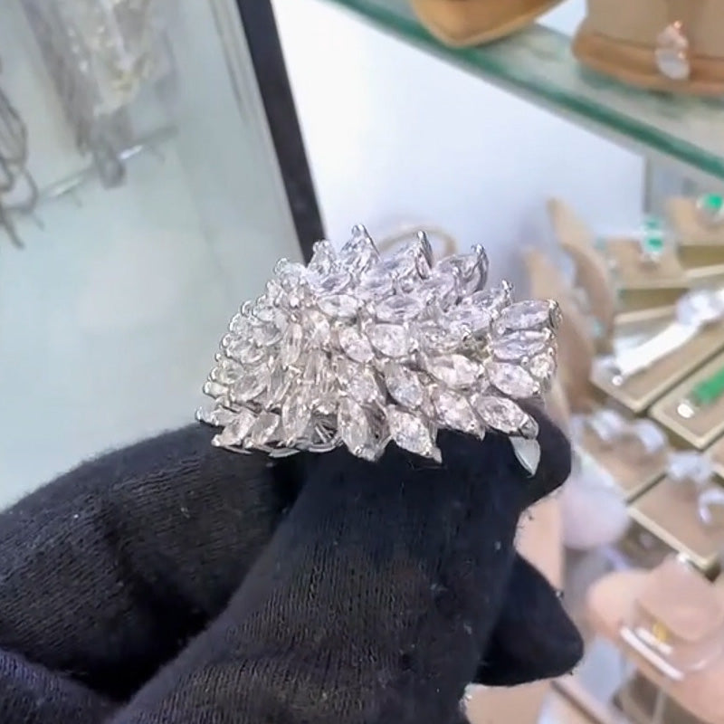 4.02Ctw Marquis Gem Cluster Ring-JEWELBUYS