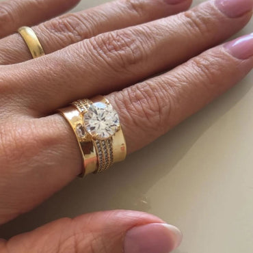 5.0Ctw Round Cut Multi-Strand Sapphire Engagement Ring-JEWELBUYS