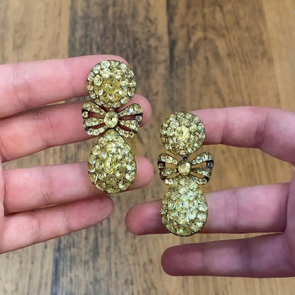 10.0Ctw Cushion Cut Teardrop-shaped Bow Sapphire Pendant Earrings-JEWELBUYS