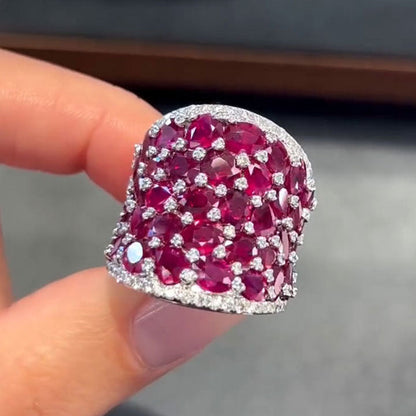 25ctw Ruby Saddle Oval Cut Ring - JEWELBUYS