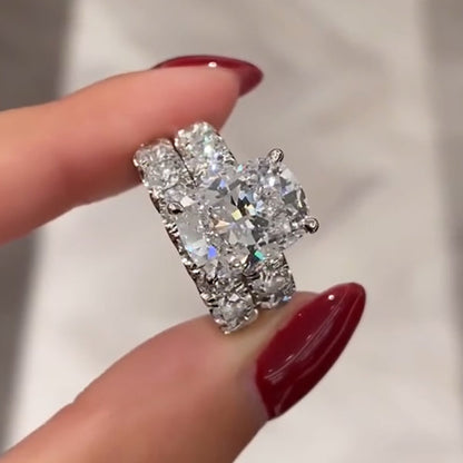 8.0ct Cushion Cut Ring and Band Set -JEWELBUYS